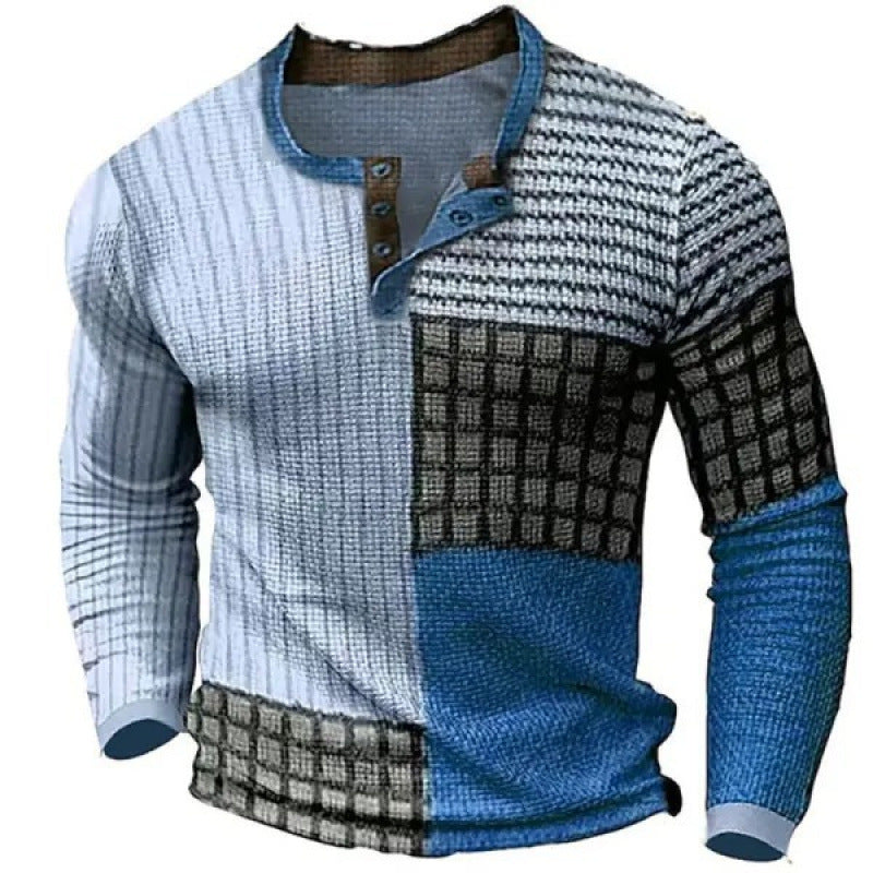 Herren Sportliches Langarmshirt mit Knopfleiste Drune