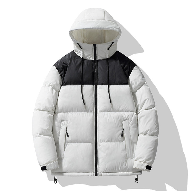 Herren  isolierte Kapuzen-Puff-Jacke in zwei Farben mit Reißverschluss-Utility-Taschen und verstellbarem Kordelsaum Drune
