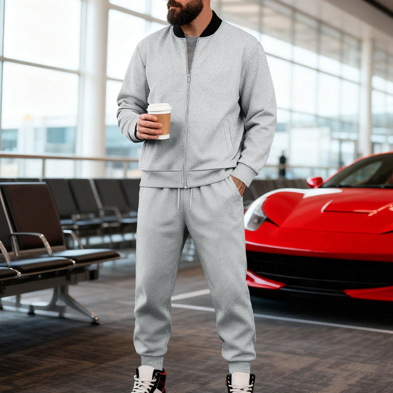 Herren nan sportlicher Freizeitanzug aus weicher Baumwollmischung mit Reißverschlussjacke und elastischer Jogginghose Drune