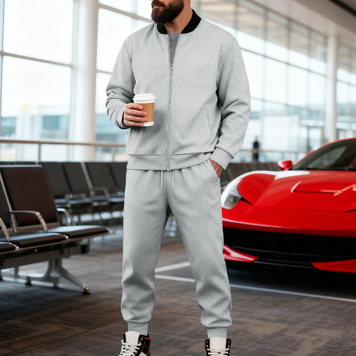 Herren nan sportlicher Freizeitanzug aus weicher Baumwollmischung mit Reißverschlussjacke und elastischer Jogginghose Drune