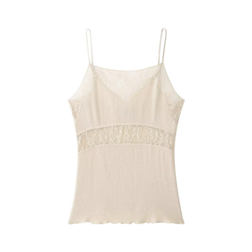 Damen Spitzen-Cami-Top mit zarten Trägern und eleganten Details Drune