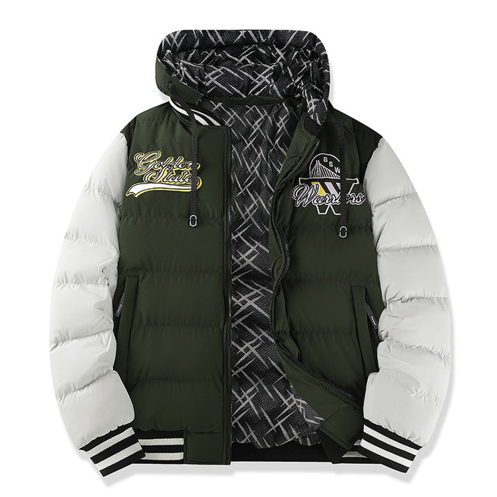 Herren Modische Steppjacke mit hohem Kragen und kontrastierenden Akzenten Drune