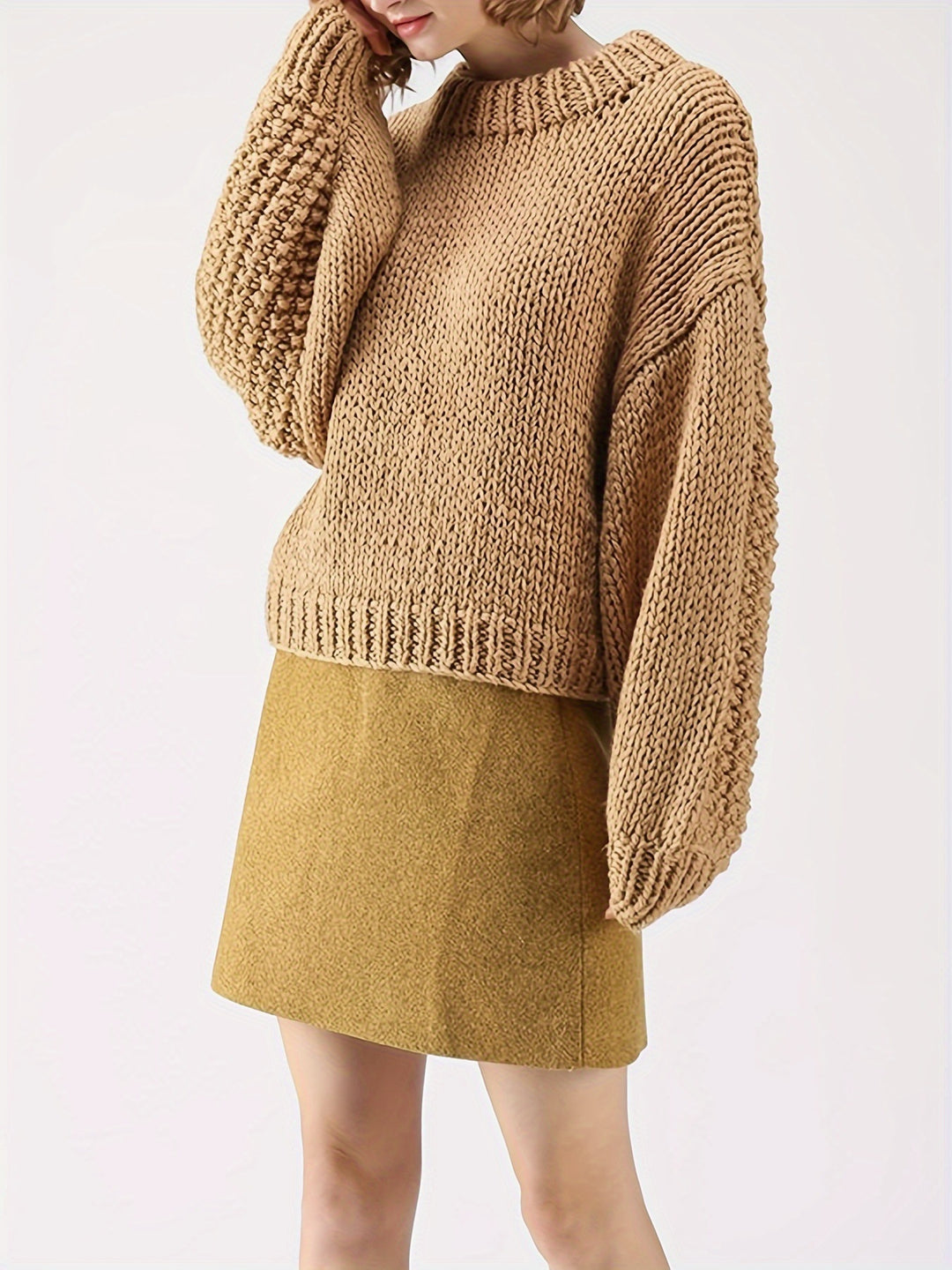 Damen Grobstrickpullover mit weitem Schnitt und Oversized-Ärmeln Drune