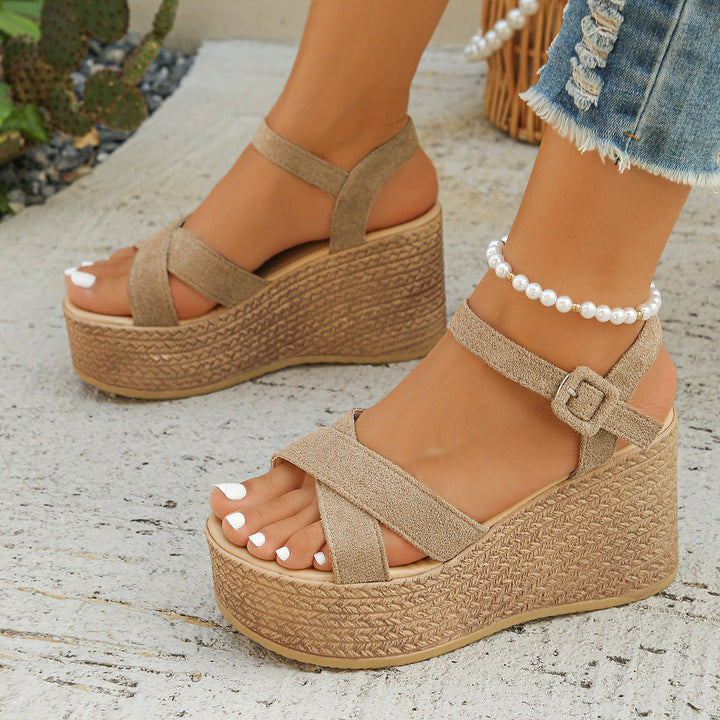 Damen elegante Plateau-Sandalen mit verstellbarem Riemen und komfortablem Fußbett Drune