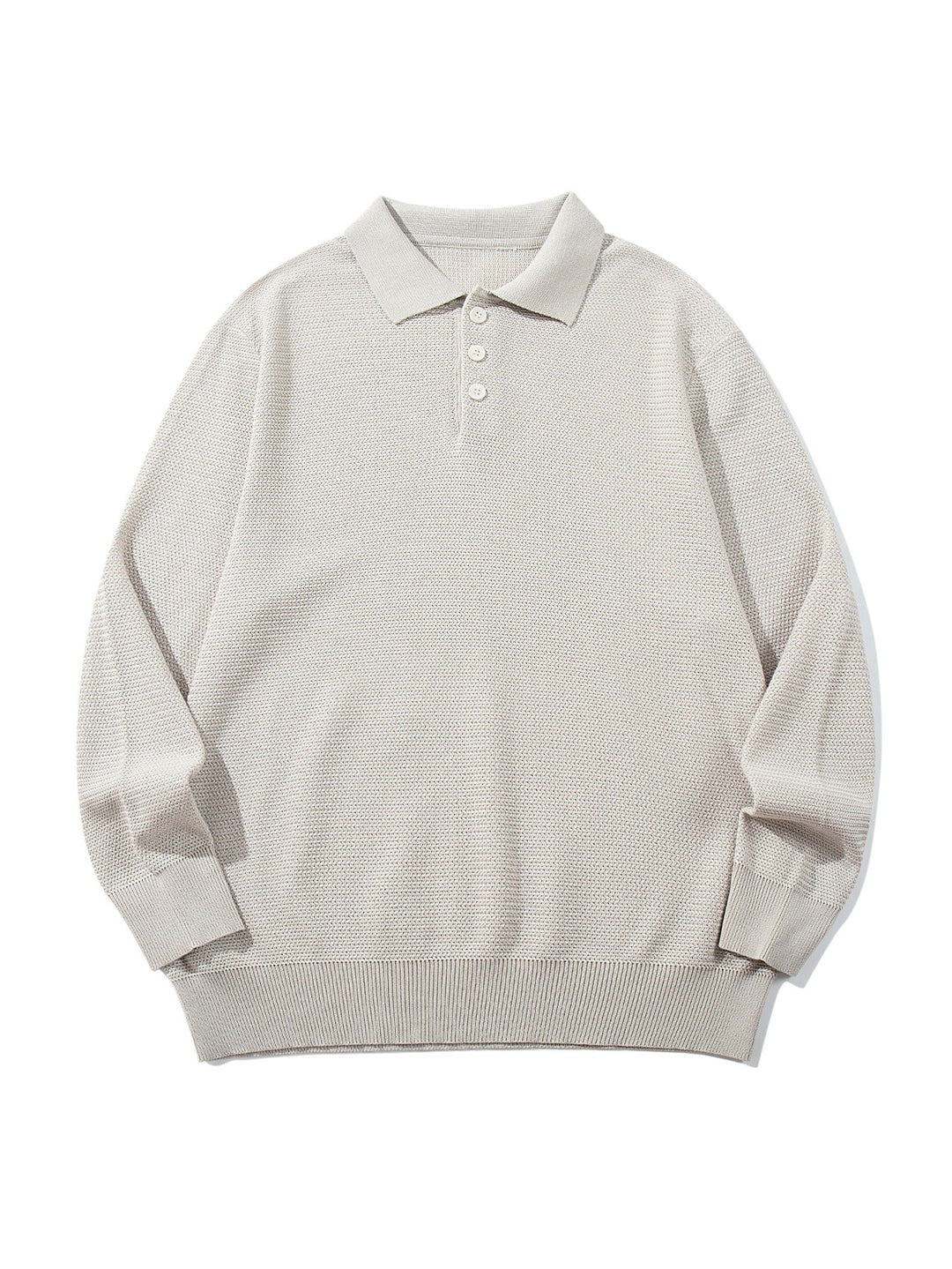 Unisex Waffelstrick-Polo im Relaxed-Fit mit dreifacher Knopfleiste und geripptem Saum Drune