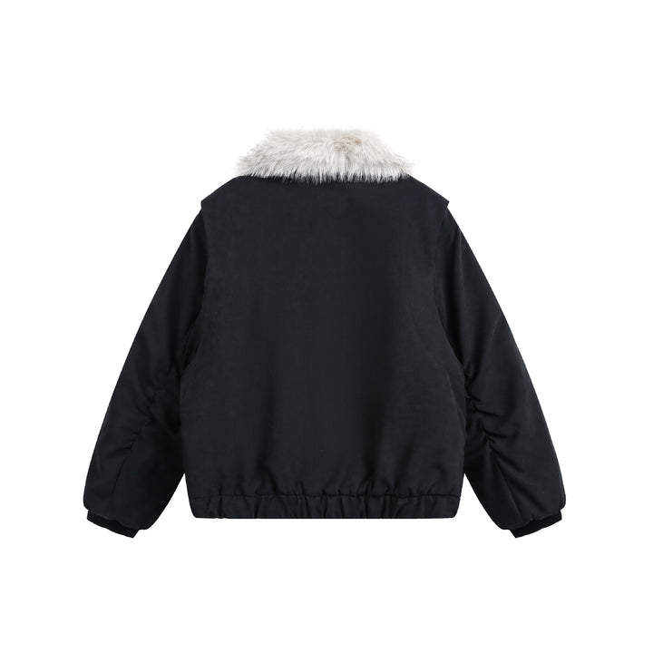 Damen Kurzblouson im Boxy-Cut mit breitem Kunstfellkragen Drune