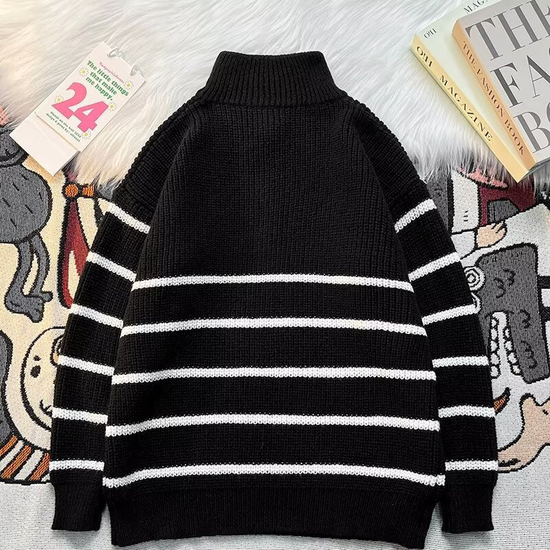 Herren Grobstrickpullover mit hohem Kragen und praktischem Reißverschluss Drune