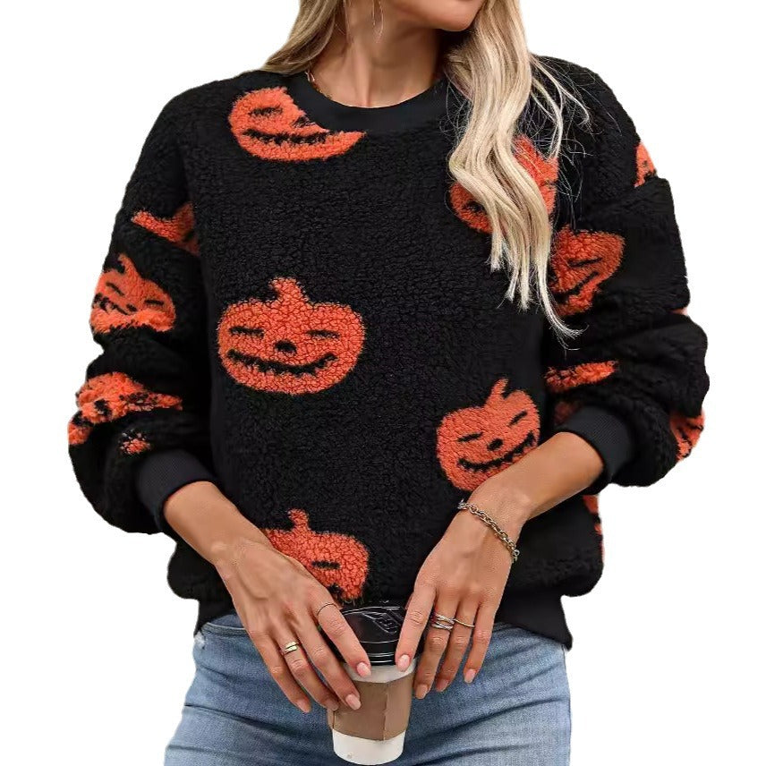 Damen Kuscheliger Sweatshirt mit Halloween-Motiv Drune