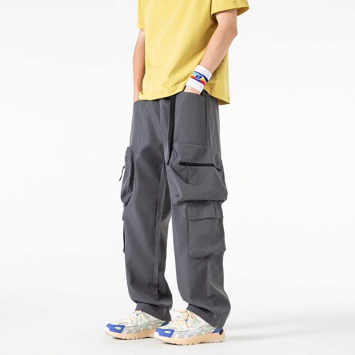 Herren Breite Cargo-Hose im Utility-Design mit elastischem Bund, integrierter Gurt und multifunktionalen Taschen Drune