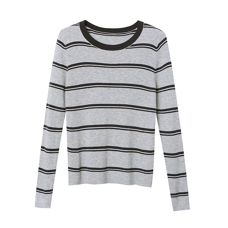 Damen Langarmshirt mit Streifenmuster und feiner Rippstruktur Drune