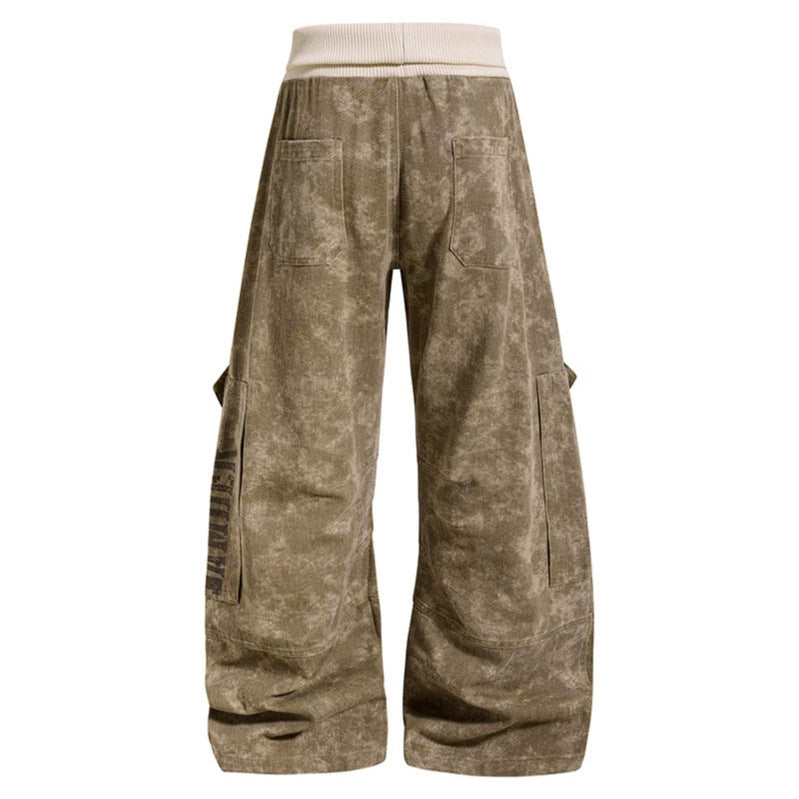 Damen Weite Cargo-Culotte-Hose mit hohem Rippbund und Utility-Taschen Drune