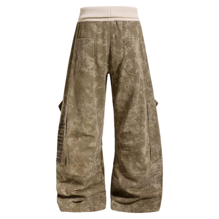 Damen Weite Cargo-Culotte-Hose mit hohem Rippbund und Utility-Taschen Drune
