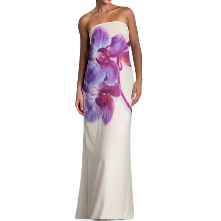 Damen Strapless Maxikleid mit floralem Druck und figurbetontem Schnitt Drune