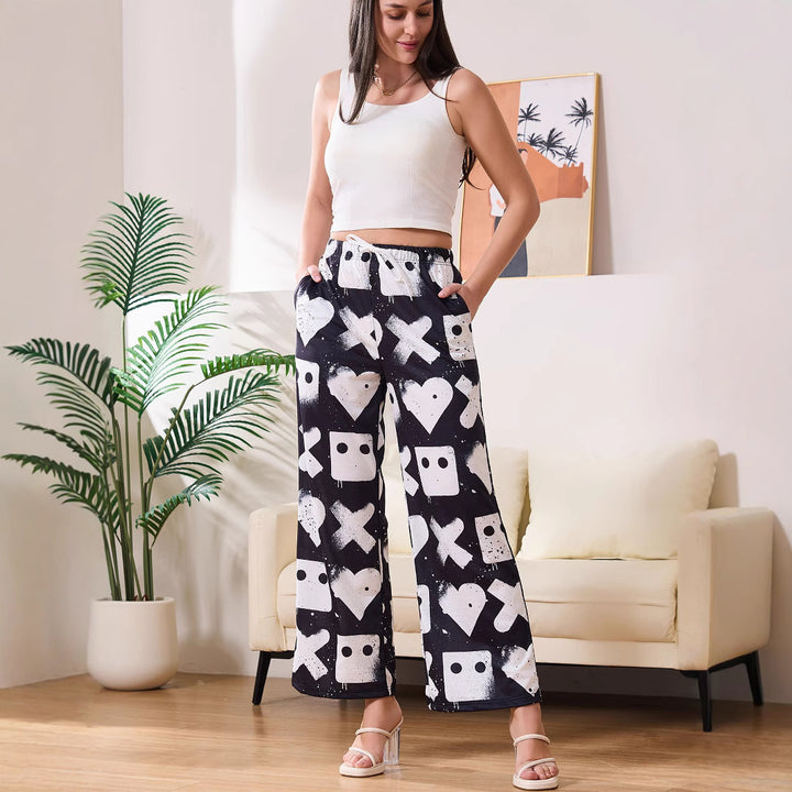 Damen Freizeithose mit einzigartigem grafischen Muster und elastischem Bund Drune