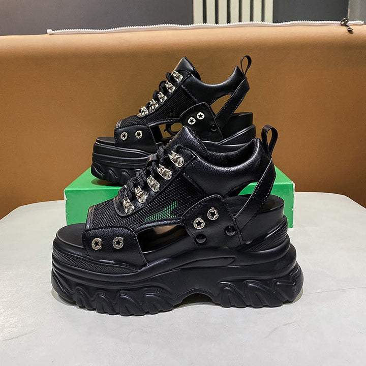 Damen Chunky Sandalen mit atmungsaktiver Mesh-Oberfläche und rutschfester Sohle Drune
