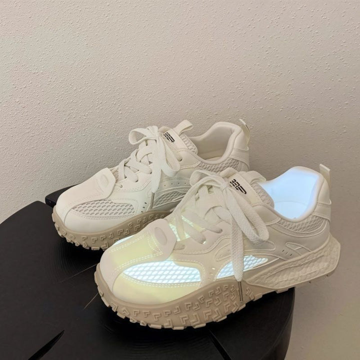 Damen Plateau-Chunky-Sneaker mit reflektierenden Mesh-Einsätzen, gepolstertem Komfortkragen und stoßdämpfender Sohle Drune
