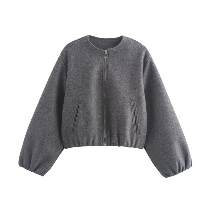 Damen lockere Blousonjacke aus weichem Material Drune