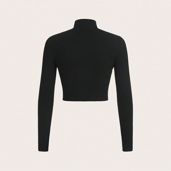 Damen Crop-Top mit hochgeschlossenem Design und raffiniertem Cut-Out Drune