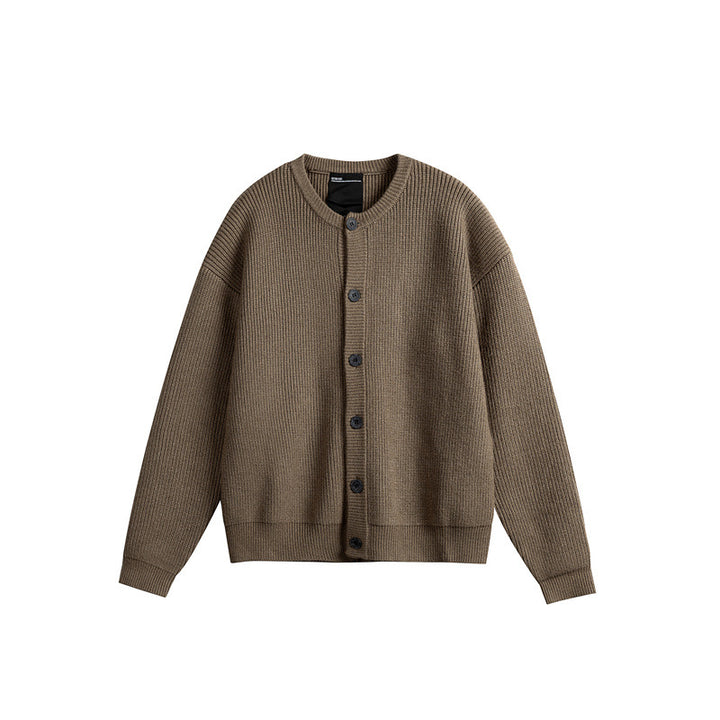 Damen Oversize-Rippenstrick-Cardigan mit Rundhals und durchgehender Knopfleiste Drune