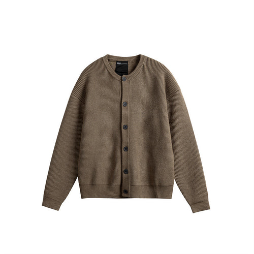 Damen Oversize-Rippenstrick-Cardigan mit Rundhals und durchgehender Knopfleiste Drune