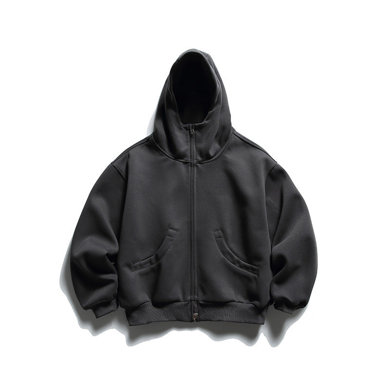 Unisex Oversize Zip-Hoodie mit hohem Kragen und Kängurutaschen Drune