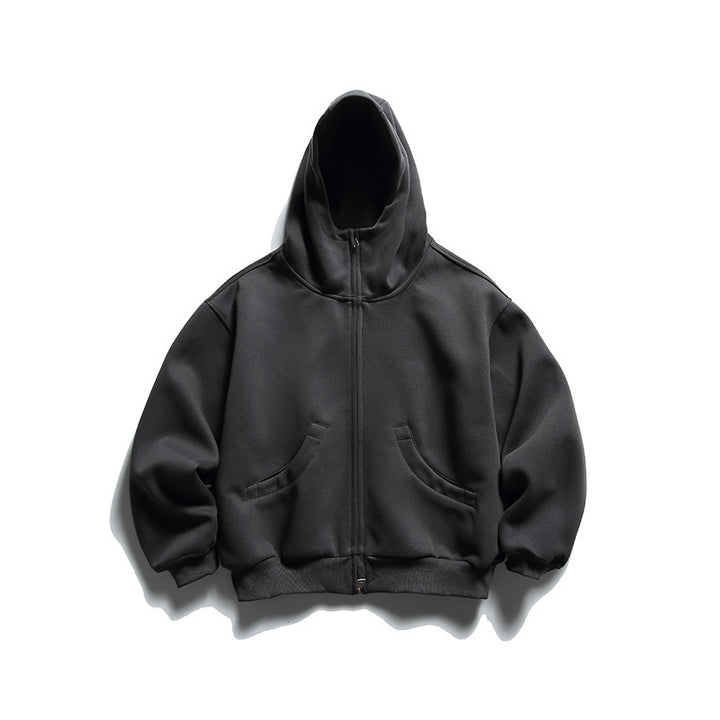 Unisex Oversize Zip-Hoodie mit hohem Kragen und Kängurutaschen Drune
