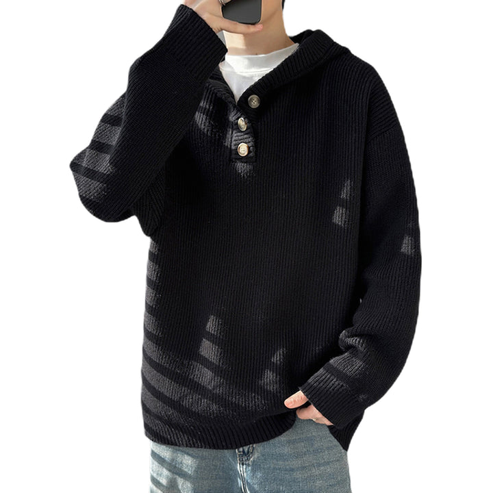 Herren Gemütlicher Hoodie mit Knopfdetails und Rippenstruktur Drune