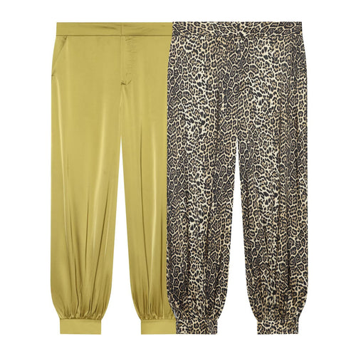 Damen Lässige Haremshose mit Leopardenprint, weitem Fall und elastischen Bündchen Drune