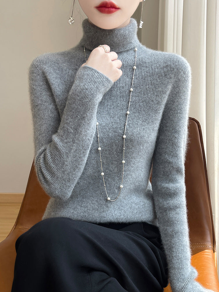 Damen Schmal geschnittener Feinstrick-Rollkragenpullover mit extrafeinem Flauschfinish Drune