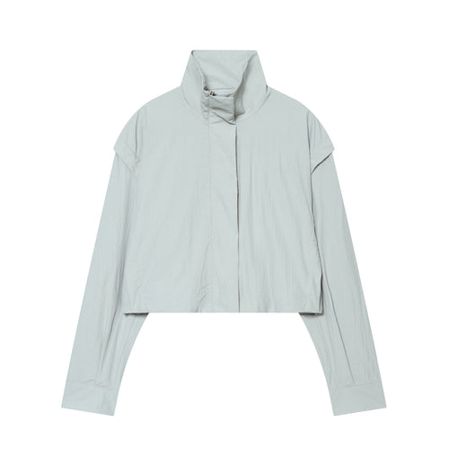 Damen Cropped-Übergangsjacke mit hohem Stehkragen und verdecktem Reißverschluss Drune