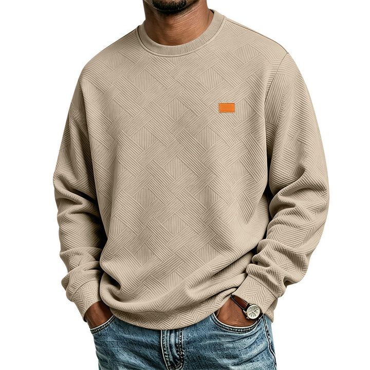 Herren strukturiertes Rundhals-Sweatshirt aus Feinstrick mit gewebter Struktur Drune