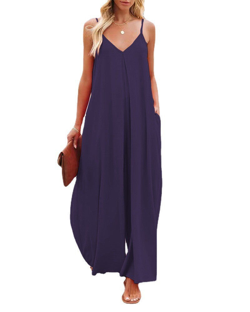 Damen Maxikleid mit schmalen Spagettiträgern und luftiger A-Linien-Silhouette Drune
