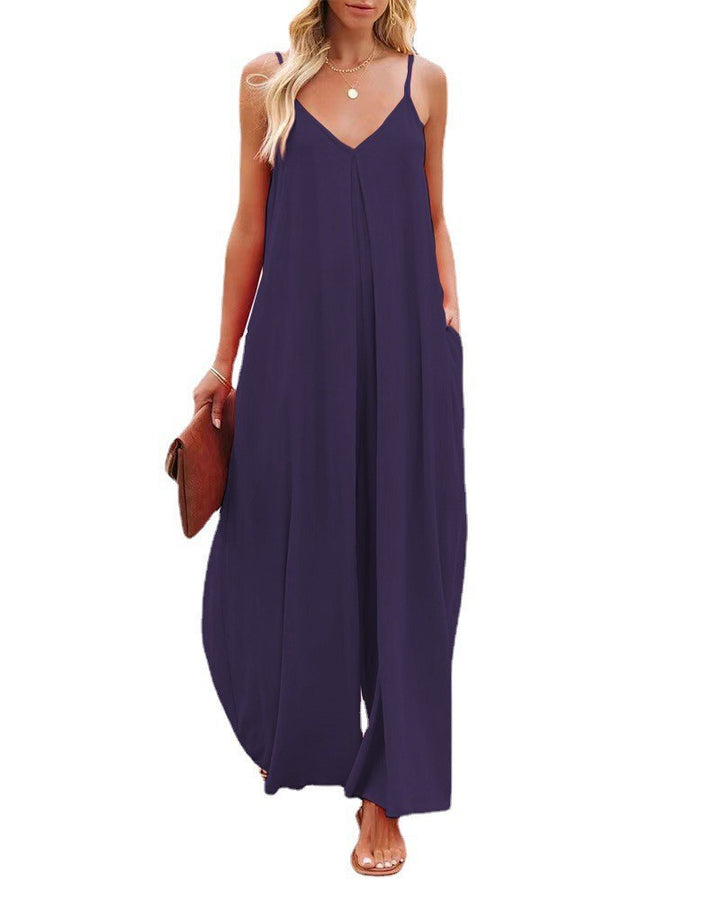 Damen Maxikleid mit schmalen Spagettiträgern und luftiger A-Linien-Silhouette Drune