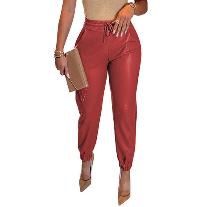 Damen Sportliche Lederhose mit elastischem Bund und schmalem Schnitt Drune