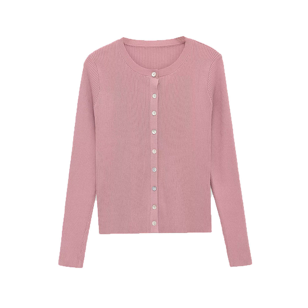 Damen Feinstrick-Cardigan mit Rippstruktur und durchgehender Knopfleiste Drune