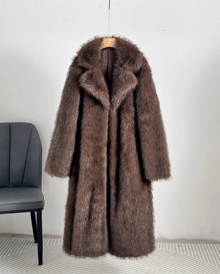 Damen luxuriöser kunstfellmantel im großzügigen Design Drune