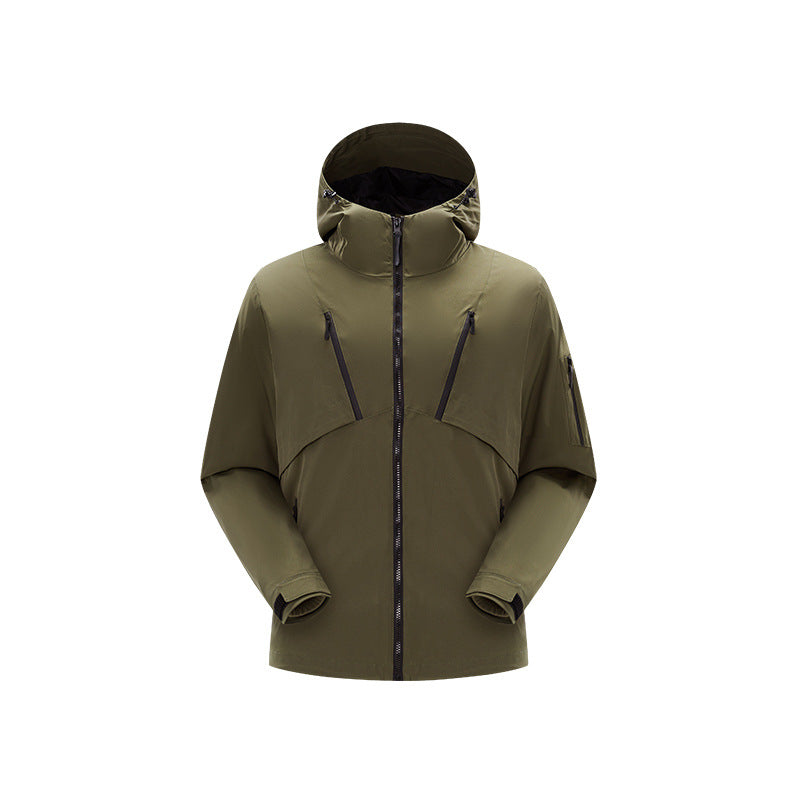 Herren Technische Softshelljacke mit Kapuze, wasserabweisender Membran und multiplen Reißverschlusstaschen Drune
