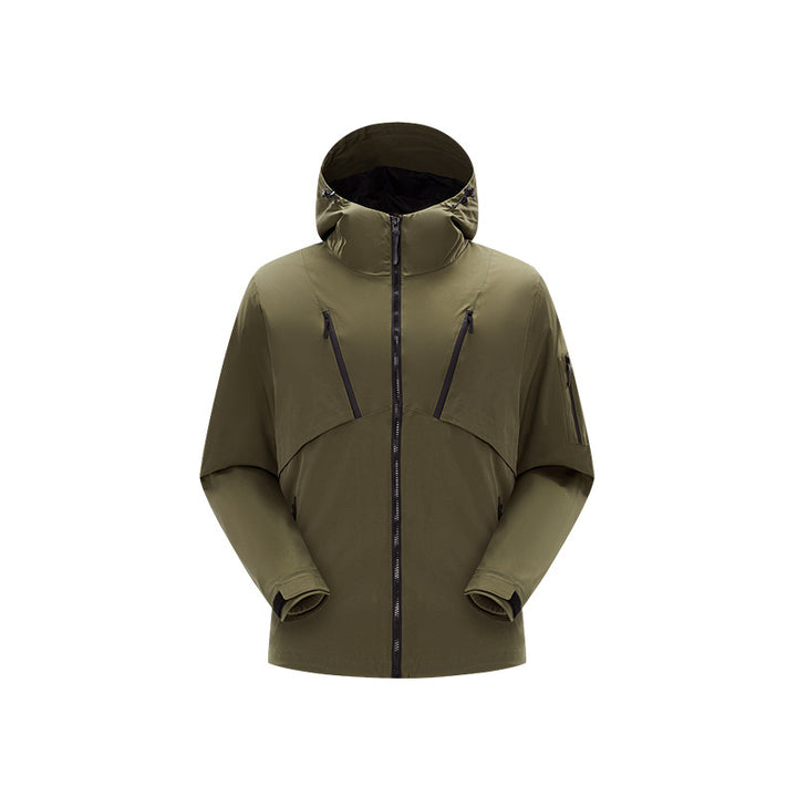 Herren Technische Softshelljacke mit Kapuze, wasserabweisender Membran und multiplen Reißverschlusstaschen Drune