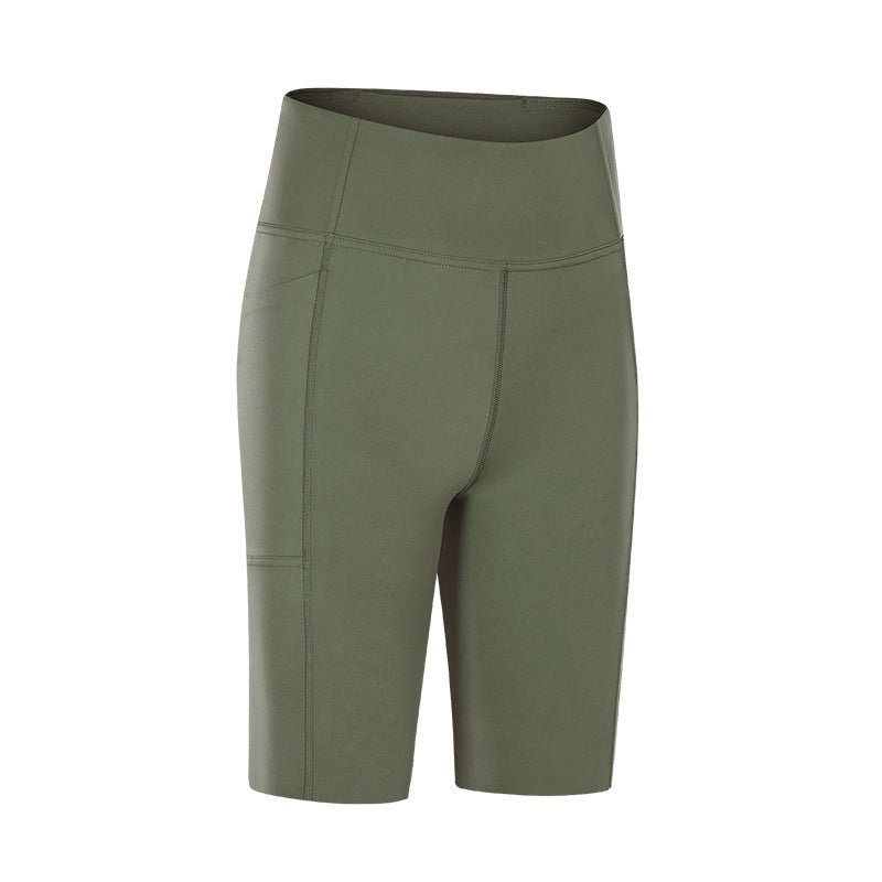 Damen Kompressions-Sportshorts mit hohem Bund und integrierten Seitentaschen Drune
