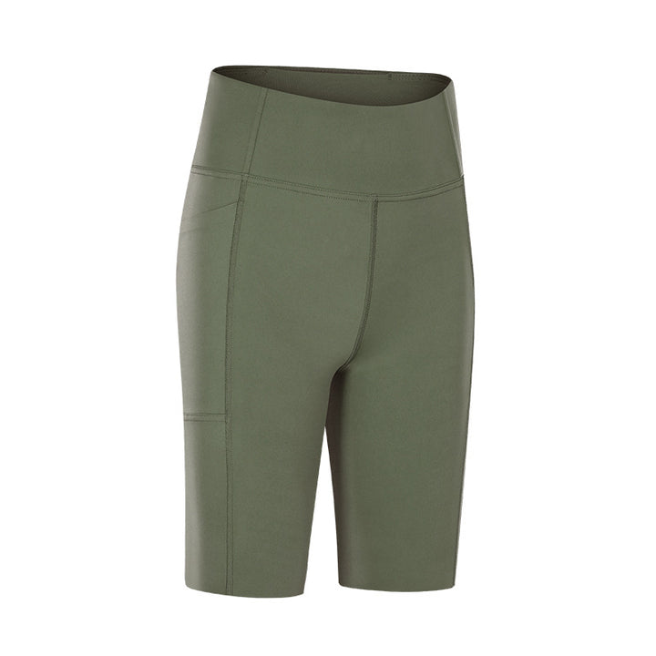 Damen Kompressions-Sportshorts mit hohem Bund und integrierten Seitentaschen Drune