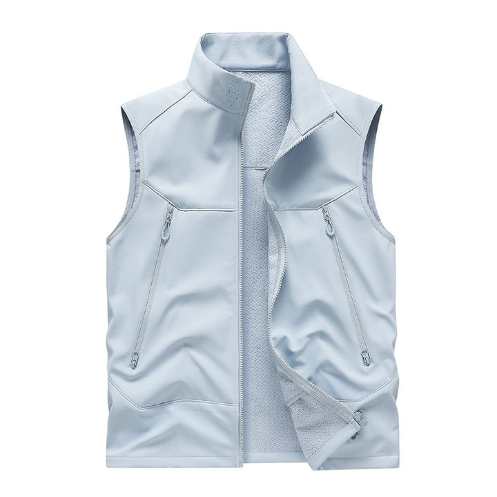 Herren Wasserabweisende Softshell-Weste mit Stehkragen, Reißverschlusstaschen & Atmungsaktivem Futter Drune