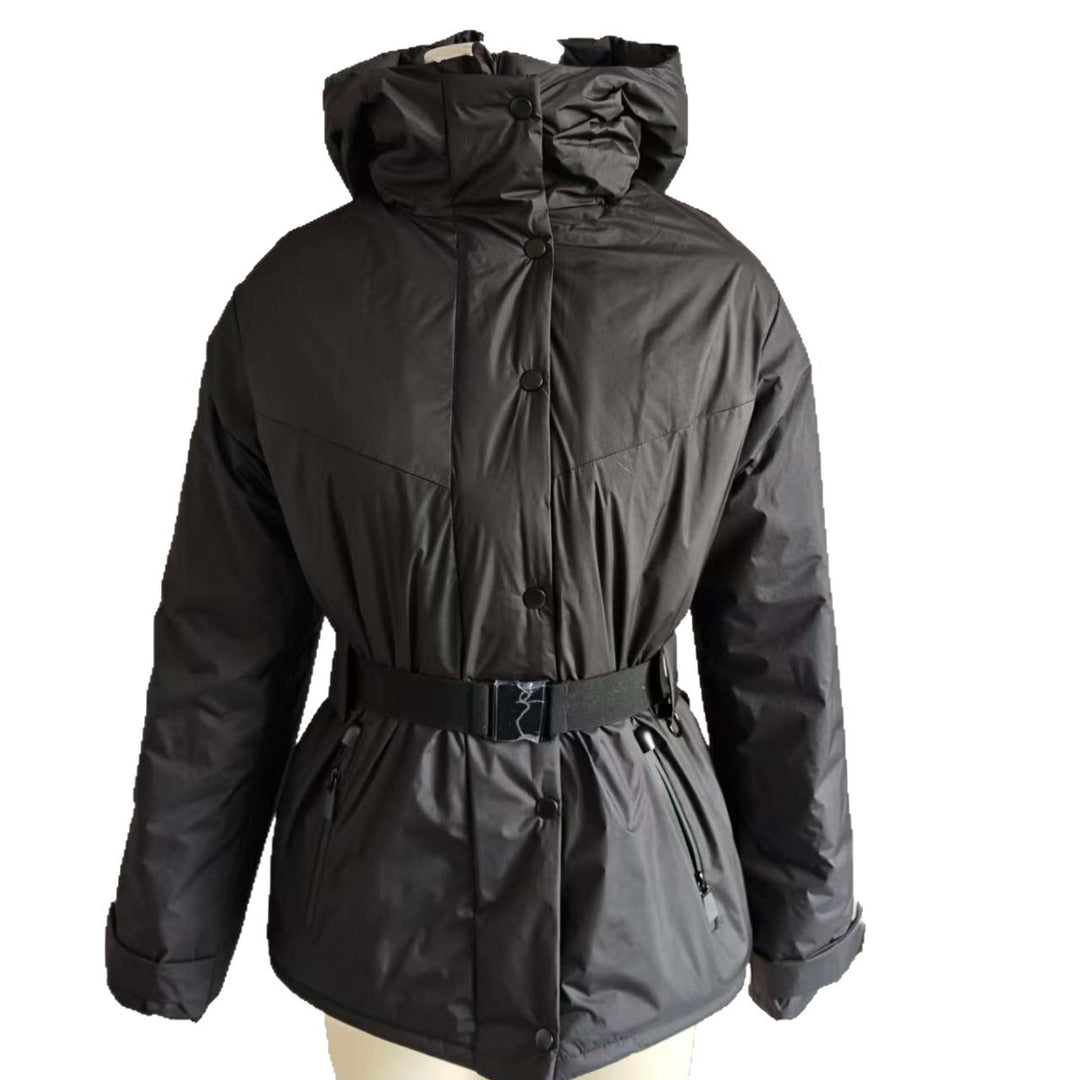 Damen Hochfunktionale Daunenoptik-Skijacke mit Taillengürtel und Kapuze Drune