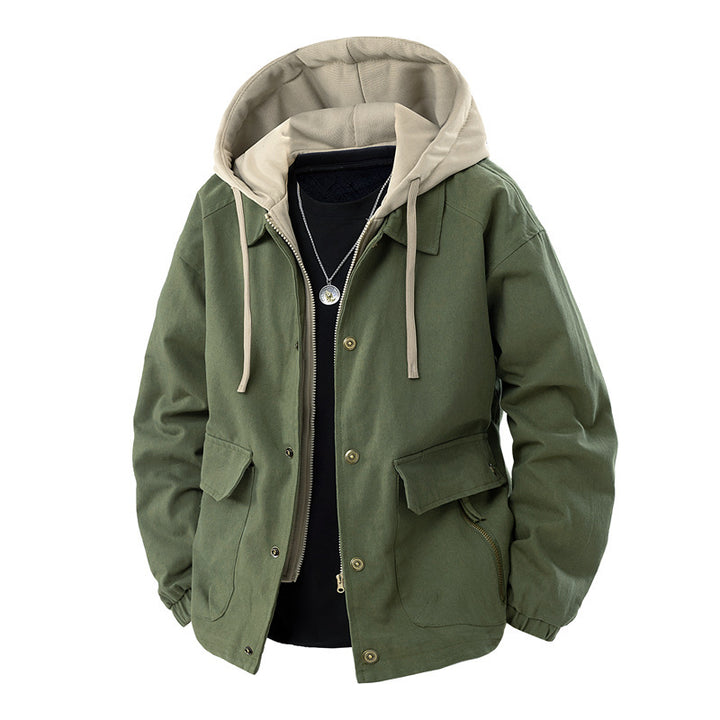 Herren Moderne Utility-Jacke mit abnehmbarer Kapuze Drune