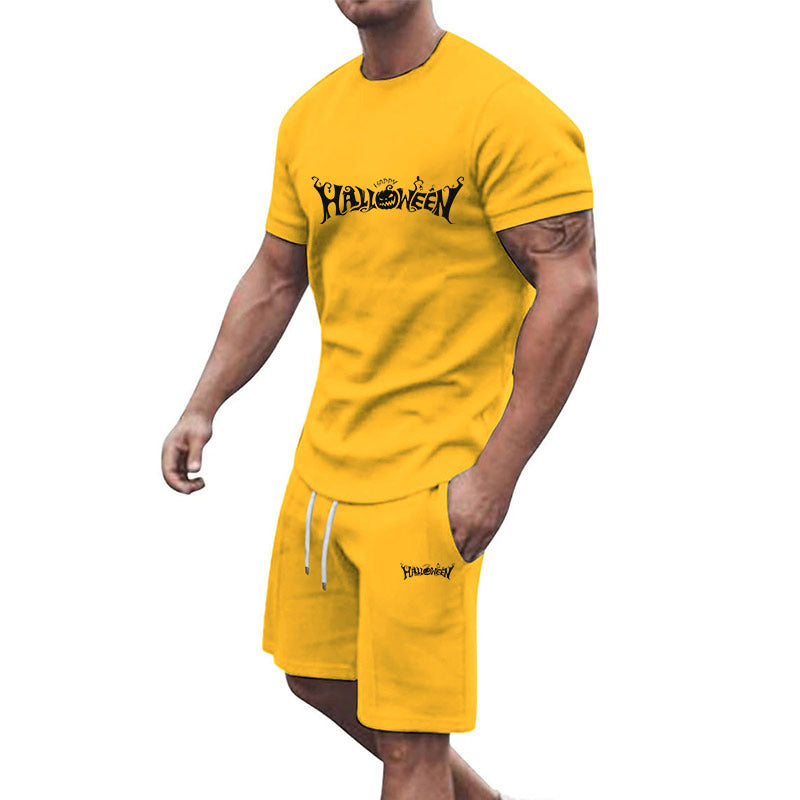 Herren lässiges Halloween-Set mit T-Shirt und Shorts Drune