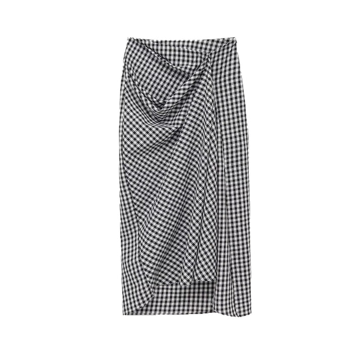 Damen Midirock mit Wickeldetail und Vichy-Karos Drune