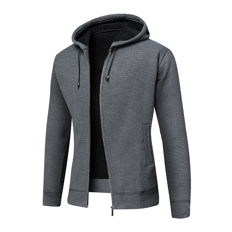 Herren fleecegefütterte Kapuzenjacke mit modischem Rippdesign Drune