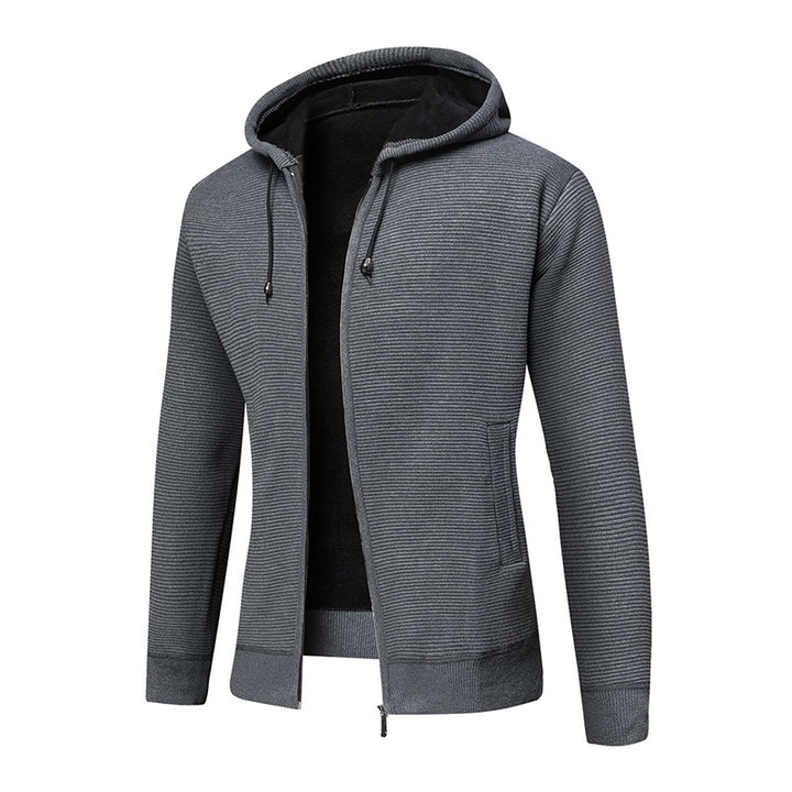 Herren fleecegefütterte Kapuzenjacke mit modischem Rippdesign Drune