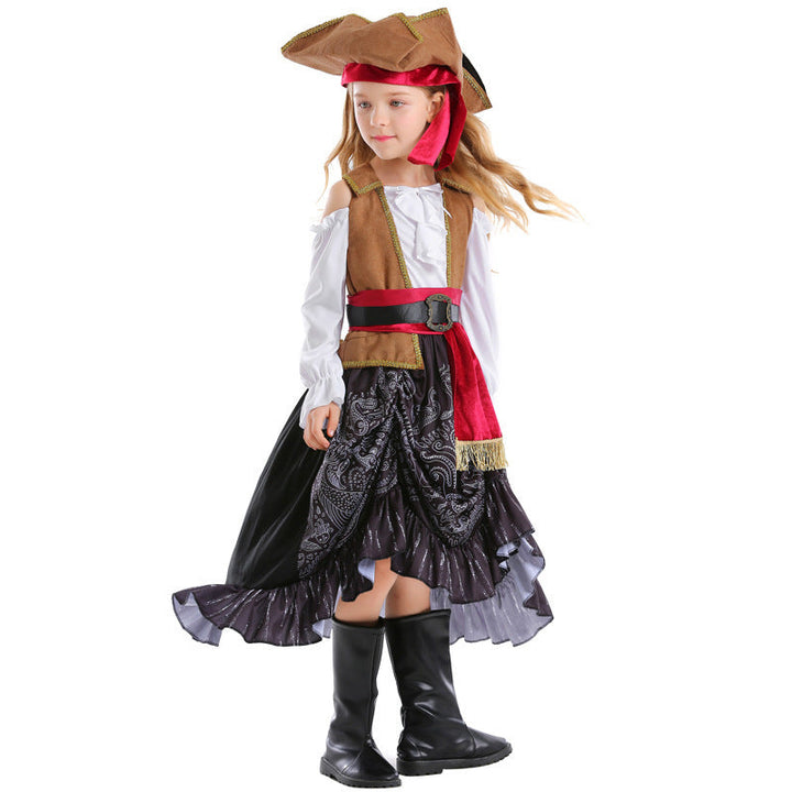Mädchen Piratenkostüm mit authentischen Accessoires und schwingendem Rock Drune