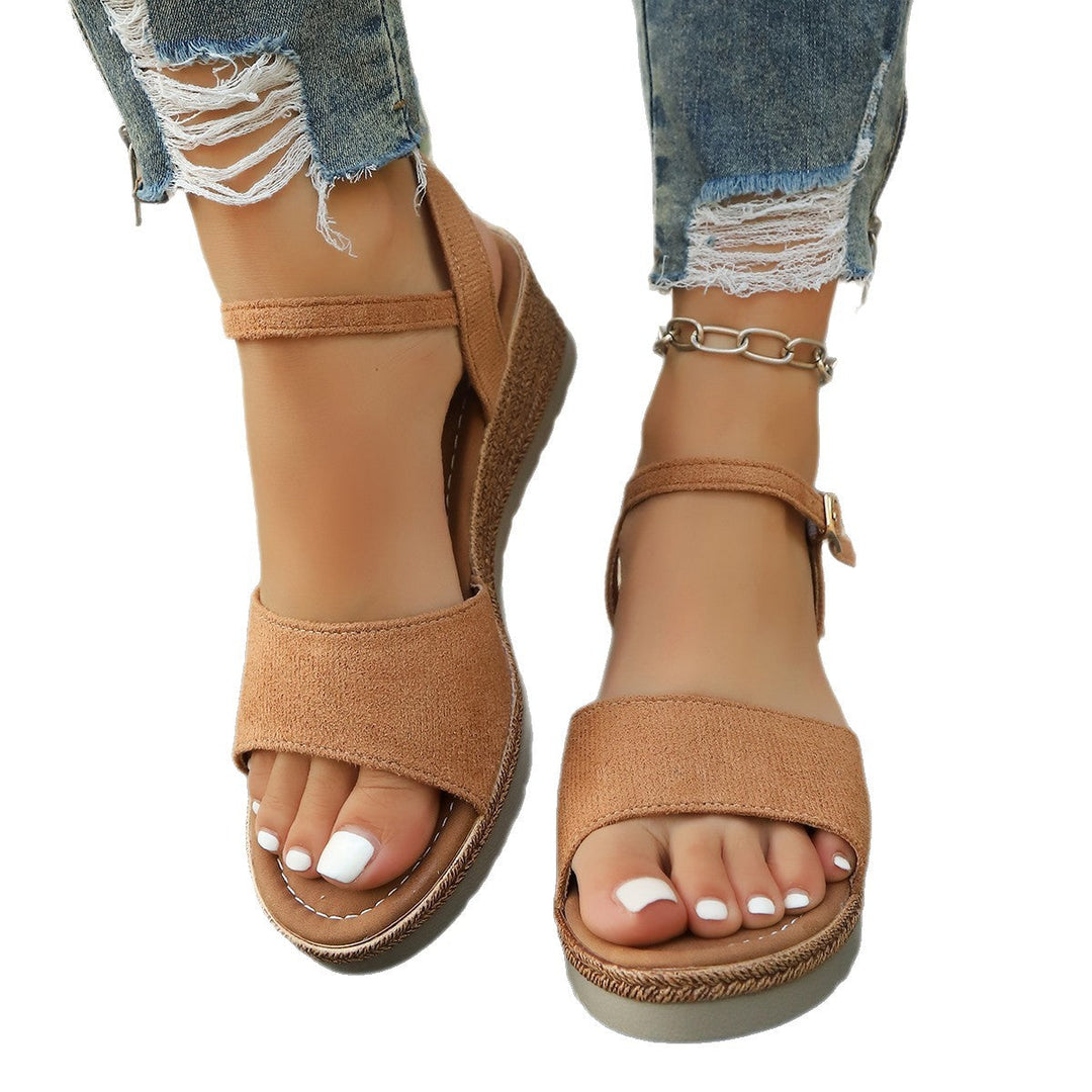 Damen Wedge-Sandalen mit verstellbaren Riemen und bequemer Sohle Drune