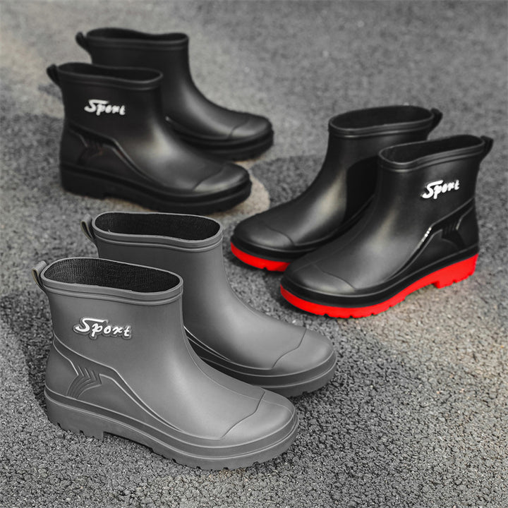 Herren Kurze wasserdichte Regenstiefelette mit Kordelverschluss und profiliertem Outdoor-Sohlendesign Drune